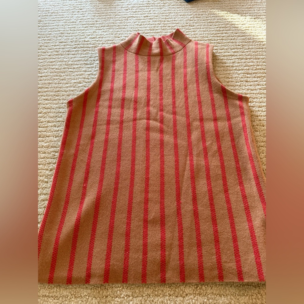 Striped Sleeveless Top in Red and Tan